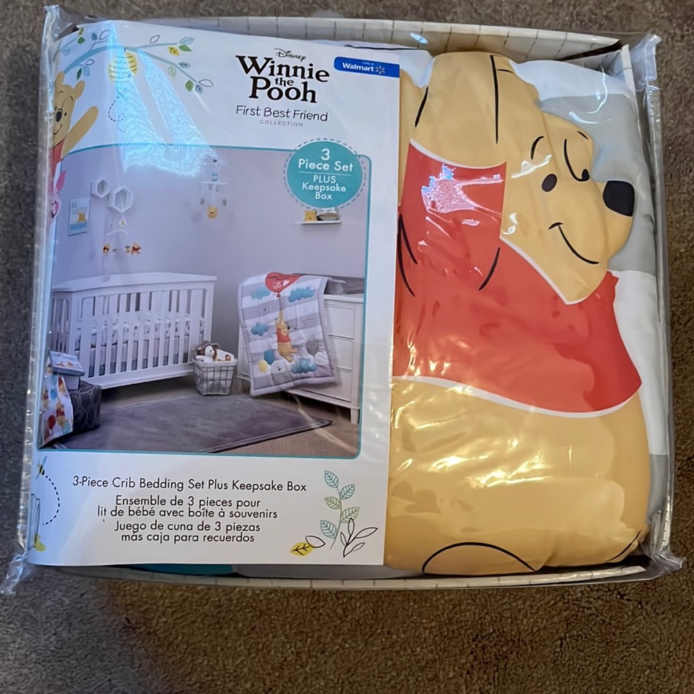 Brand New never opened 3-piece Crib Bedding Set With Keepsake Box